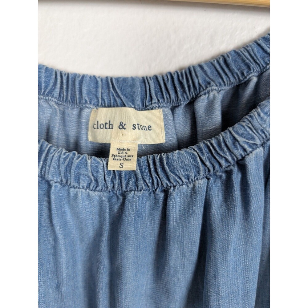Anthropologie Cloth & Stone Chambray Top Shirt‎ Short Sleeve Womens Small S 159 - Picture 2 of 5
